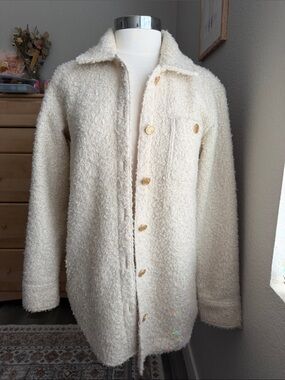 Express Cream Bouclé Button-Up Coat